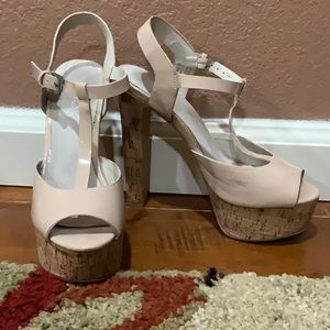 Tan also cork heels